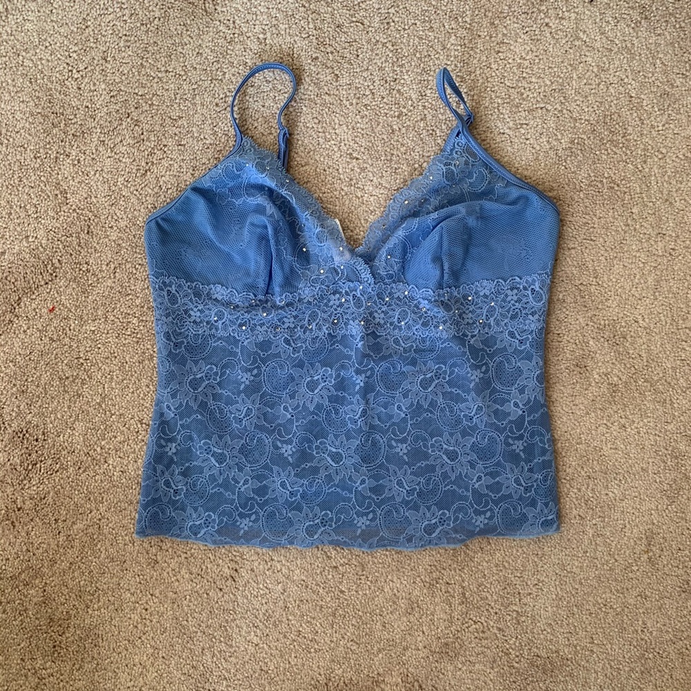 vintage victoria’s secret lingerie blue tank top